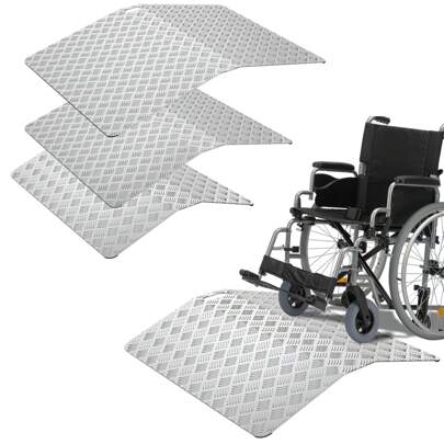 Threshold Ramp Wheelchair Ramp Threshold Ramp, Aluminum Ramp Wheelchair, Threshold Bridge Non-Slip, Curb Ramp Portable With Handles, Load Capacity 270 Kg