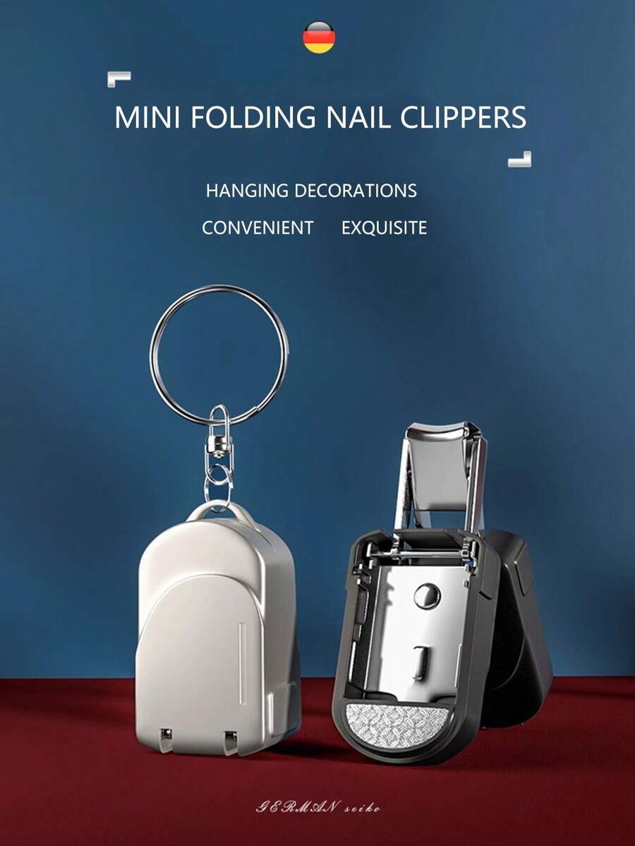 迷你不锈钢指甲刀 - 弧形刀片设计，便携式折叠钥匙扣款式，方便携带 - 无味、耐用的迷你指甲刀，适合家庭使用