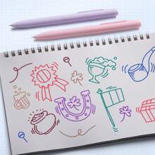 6pcs Mixed Color Gel Pen Back To School - Blue - View 7