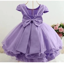 Vestido infantil de festa lilás  daminha casamento formatura com pérolas tamanho 1 ao 12 com laço de cabelo  3098 - Lavanda - Visão 3