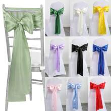 10 Pieces Wedding Satin Chair Belt Chair Decoration Bow Design Chair Ribbon Tie Back Is Suitable For Wedding Banquet Parties, Activity Supplies, Home Decoration, Can Be Used For Christmas Crafts, Dance Dress, Organza Bags, DIY Crafts, Home Decoration