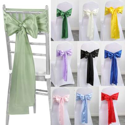 10 Pieces Wedding Satin Chair Belt Chair Decoration Bow Design Chair Ribbon Tie Back Is Suitable For Wedding Banquet Parties, Activity Supplies, Home Decoration, Can Be Used For Christmas Crafts, Dance Dress, Organza Bags, DIY Crafts, Home Decoration