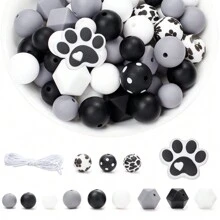 105 hạt silicon với chủ đề hình bàn chân chó, hạt silicon tròn hỗn hợp để làm vòng cổ, vòng tay, móc chìa khóa, dây đeo túi, mặt điện thoại, vật dụng làm đồ trang sức - Nhiều màu - Xem 7