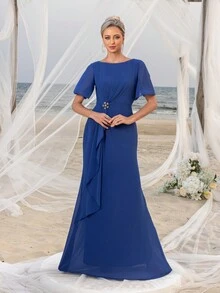 Mother Of The Bride Dresses Elegant Dress - Blue - View 6