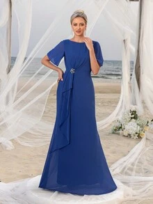 Mother Of The Bride Dresses Elegant Dress - Blue - View 5