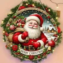 Biển gỗ 7,87 inch "Merry Christmas" - Biển trang trí Giáng sinh/Năm mới, Quà tặng Giáng sinh/Năm mới, Họa tiết ông già Noel, Treo tường, Trang trí nhà cửa, nhà bếp, sân vườn đa năng - Trang trí ngày lễ - Nhiều màu - Xem 2