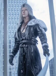 Sephiroth Cosplay Faux Leather Jacket Outfit Accessories, Gaming Costume Set - Sephiroth Cosplay - View 4