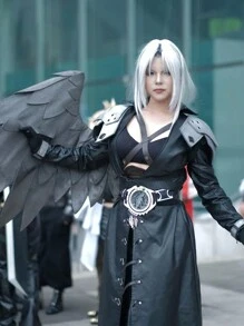 Sephiroth Cosplay Faux Leather Jacket Outfit Accessories, Gaming Costume Set - Sephiroth Cosplay - View 5