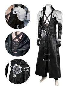 Sephiroth Cosplay Faux Leather Jacket Outfit Accessories, Gaming Costume Set - Sephiroth Cosplay - View 8