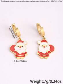 Camhanno 1件浪漫精致不锈钢圣诞系列耳环适合圣诞节送女朋友 - 彩色 - 查看 6