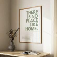 1 件，绿色引文壁画，没有地方像家一样海报，家居装饰，卧室装饰，无框 - A - 查看 1