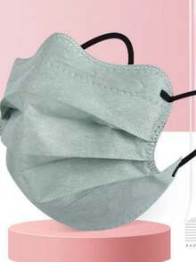 10pcs V-Shaped Face Mask, Muted Tone Butterfly Design, Eye-Caring Disposable Mask - Multicolor - View 1