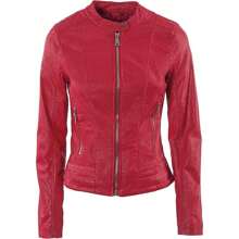 JOPHY & CO. Giacca Corta Donn con Tasche, Cerniere e Scollo Coreana (cod. 8820) - Rosso - Visualizzare 1