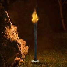 Froadp Torce a cera con protezione per le mani, durata di combustione 100 minuti Torcia da giardino con protezione per le mani e manico extra lungo per giardino, campeggio, escursionismo notturno - nero - Visualizzare 8