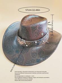 1 pièce Chapeau haut de forme en feutre avec un cœur en métal incrusté de strass, élégant et convenant pour les voyages, les fêtes, les soirées western cowboys et l'usage quotidien pour la Saint-Valentin