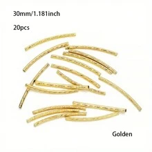 20 piezas de 30mm Tubos huecos texturizados y curvos con rosca, accesorios para joyería hecha a mano de collares y pulseras DIY