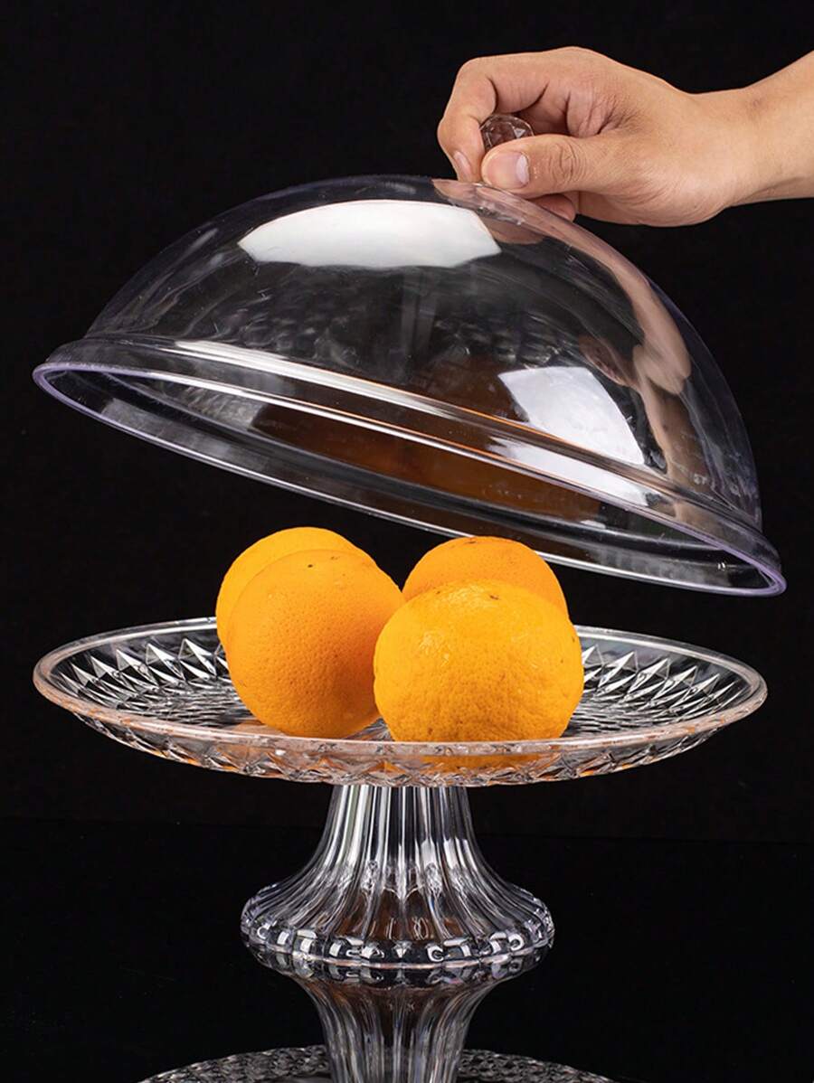 1PC 带盖水果托盘透明亚克力托盘零食小吃展示干果托盘圣诞礼物 - 無色 - 查看 1