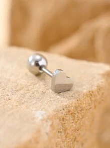 1 pieza Pendiente con forma de corazón sólido minimalista de acero inoxidable, para uso diario para mujeres en San Valentín