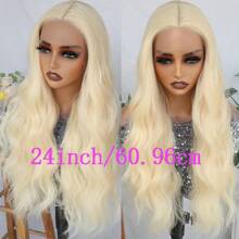 Gorgeous #613 Synthetic Lace Front Wigs Pre Plucked Long Body Wave Wigs Glueless Blonde Colored Wigs Heat Resistant Fiber Hair Long Wavy Lace Front Wigs For Fashion Women For Daily Christmas Party Cosplay Use - 金色 - 查看 4
