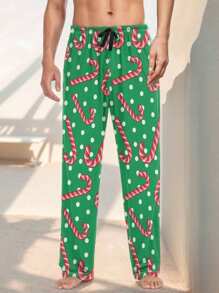 男士休闲圣诞印花长裤、休闲睡裤、秋冬款、秋季