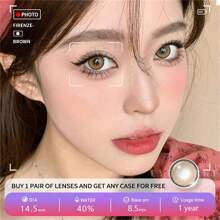 1副Eyeshare韩国彩色隐形眼镜，蓝色、棕色、自然灰、绿色，适合万圣节角色扮演 - 棕色 - 查看 5