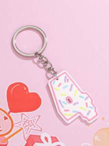 1 件单面生日数字钥匙扣，时尚亚克力钥匙扣礼物，适合男士 - 單邊生日數字鑰匙圈-6 - 查看 7