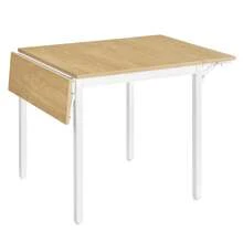 VASAGLE Folding Dining Table, Drop Leaf Extendable, For Small Spaces, Seats 2-4 People, Industrial, Natural Oak And Cloud White - White - View 6