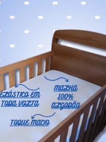 Newborn Crib Sheet 100% Cotton Mesh With American Standard Elastic - Màu xanh lam - Xem 3