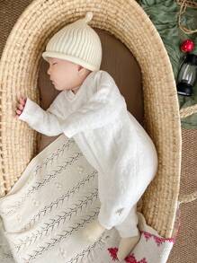 YOUQi Verdickter Fleece Vorderer Öffnung Neugeborenen Baby Kleidung, unisex rein weiß strukturierte flauschige Bären Muster Romper, Mode stilvolle Oberbekleidung für 100 Tage/1. Geburtstag, super süßer Cartoon Muster Romper, Herbst/Winter