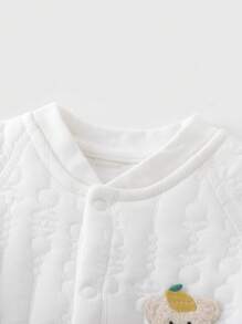 YOUQi Verdickter Fleece Vorderer Öffnung Neugeborenen Baby Kleidung, unisex rein weiß strukturierte flauschige Bären Muster Romper, Mode stilvolle Oberbekleidung für 100 Tage/1. Geburtstag, super süßer Cartoon Muster Romper, Herbst/Winter