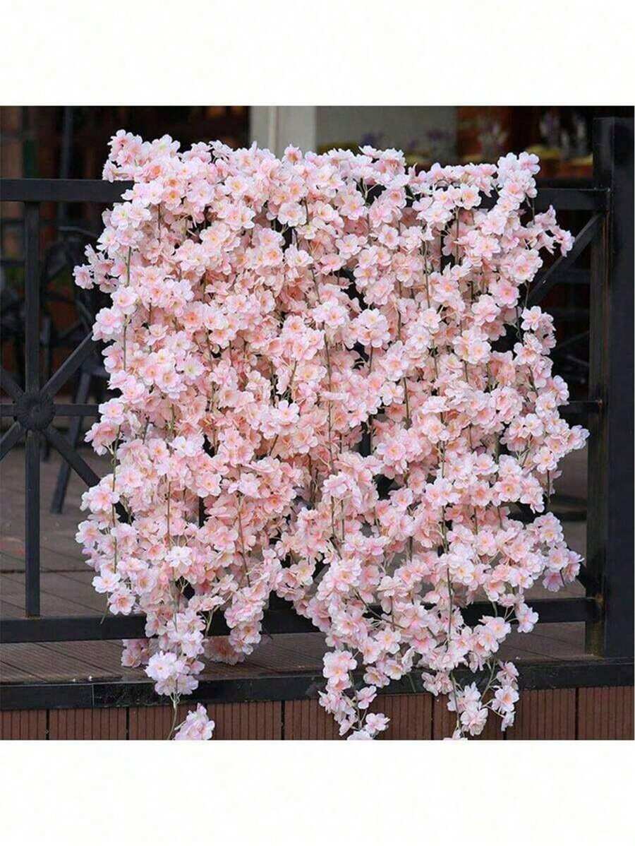 Vòng hoa nhân tạo 1pc/5.9ft, Vòng hoa dây leo hoa anh đào giả có lá xanh cho phòng, Trang trí vòm tường kỷ niệm ngày cưới, sinh nhật, Giáng sinh, Hoa hồng mùa xuân - Nhiều màu - Xem 1
