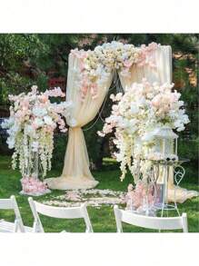 Vòng hoa nhân tạo 1pc/5.9ft, Vòng hoa dây leo hoa anh đào giả có lá xanh cho phòng, Trang trí vòm tường kỷ niệm ngày cưới, sinh nhật, Giáng sinh, Hoa hồng mùa xuân - Nhiều màu - Xem 8