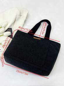 1 chiếc túi vải đeo vai thời trang tối giản, túi xách tay, túi mua sắm, túi tote có khóa kéo nhẹ, di động dành cho nam thanh thiếu niên, sinh viên đại học và nam giới đựng những vật dụng thiết yếu hàng ngày khi mua sắm, du lịch và làm việc, những vật dụng thiết yếu khi mua sắm, du lịch và làm việc, quà tặng Halloween, Giáng sinh, mùa đông, mùa thu, Giáng sinh, túi dành cho nam, túi đi học đại học, túi đi học - màu đen - Xem 4