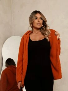 WOMEN'S WINTER COAT. WARM, FURRY - Camel - View 1