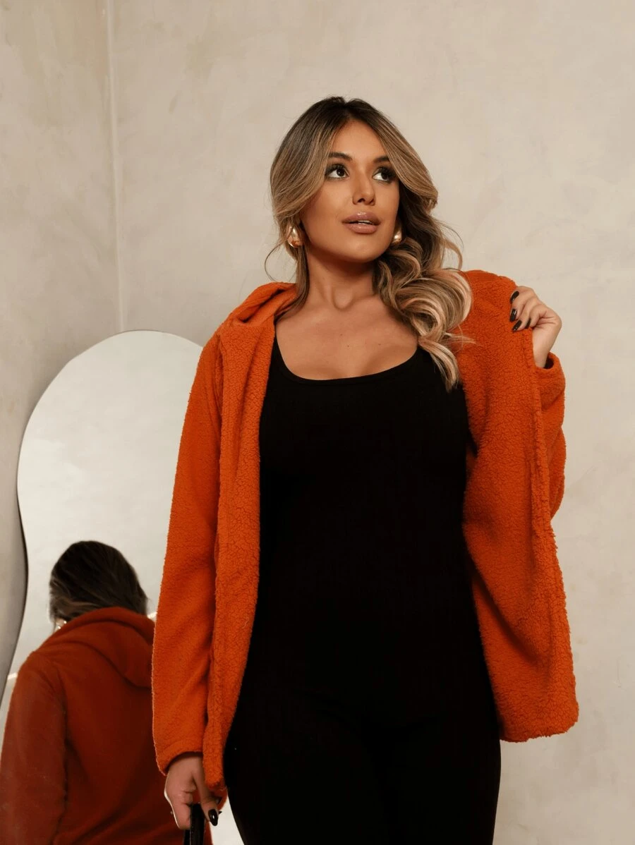 WOMEN'S WINTER COAT. WARM, FURRY - Camel - View 1