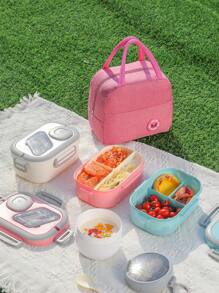 Set de 3 piezas de cubiertos portátiles para almuerzo, caja Bento de material PP que se puede calentar en microondas, adecuado para almuerzos en el trabajo y la escuela
