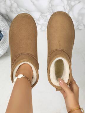 Novas botas de neve grossas para mulheres, calçados de neve clássicos casuais com forro térmico quente e pele, outono/inverno