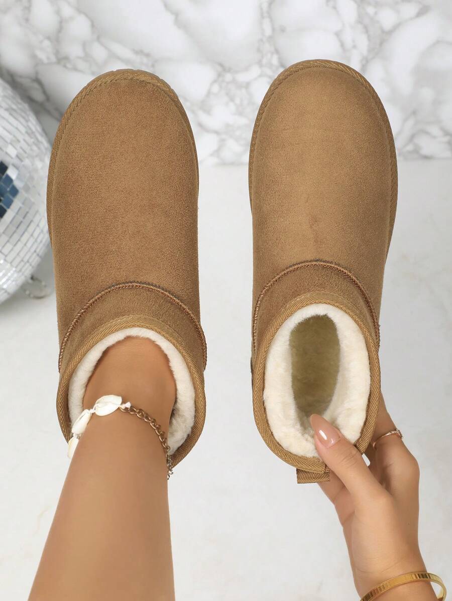 New Thick Snow Boots For Women, Warm Thermal Lined Classic Casual Fashion Snow Shoes With Fur, Autumn/Winter