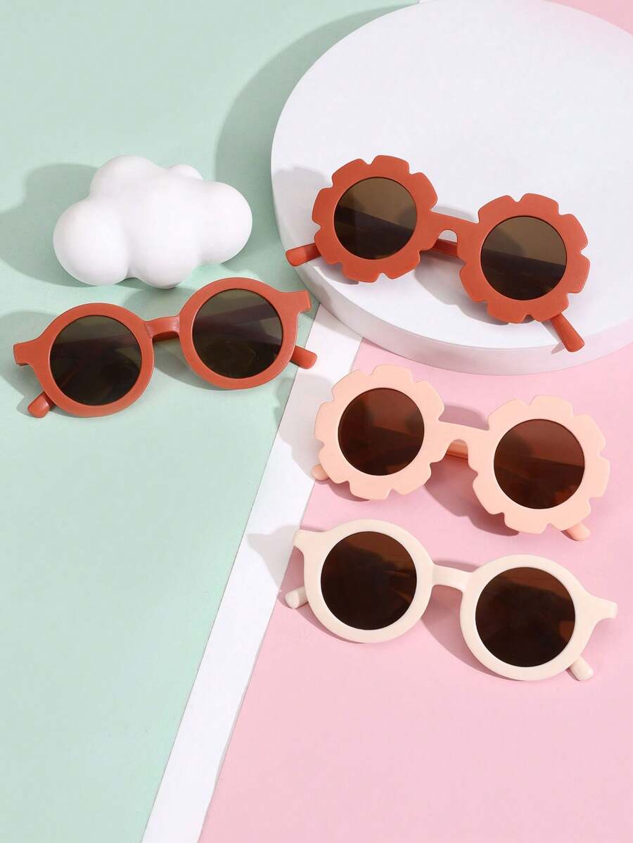 4pcs/Set Kids Fashion Glasses, Simple Design Suitable For Boys & Girls For Party, Daily Life And Outdoor Travel