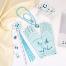 Bộ trang sức công chúa Anbelarui Sky Blue Snowflake - Vòng cổ, vòng tay, vương miện, đũa phép, găng tay, hoa tai - Trang phục ngày lễ, tiệc sinh nhật, phụ kiện biểu diễn sân khấu - Nhiều màu - Xem 14