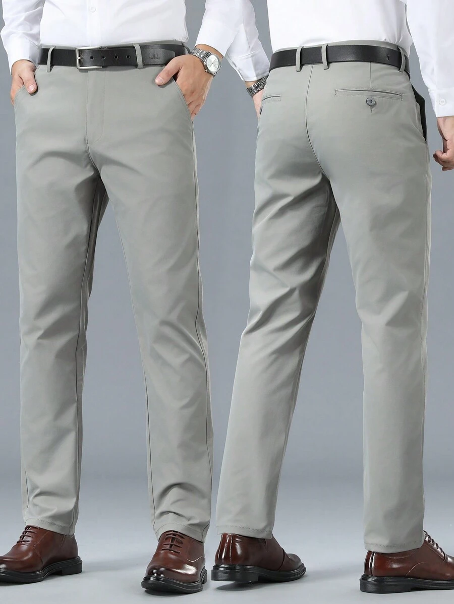 男士修身纯色休闲西装裤高端商务正装裤子（不含腰带）