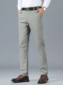 男士修身纯色休闲西装裤高端商务正装裤子（不含腰带）