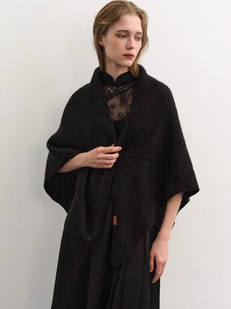 1 pieza Chal largo con flecos gruesos y estampado de cuadros Mobwife, chal abrigador de tacto suave y esponjoso de imitación de cachemira, nuevo regalo cálido para otoño e invierno 2024 - Negro - Añade 12