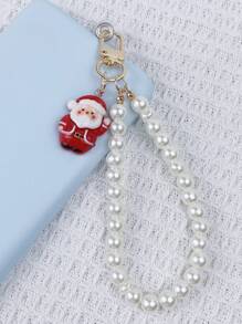 圣诞老人和圣诞树珍珠手机吊坠、装饰配件、送给朋友和女朋友的圣诞礼物 - 彩色 - 查看 7