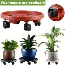 Carrito/soporte de plástico resistente para macetas de plantas con ruedas, soporte grande para macetas de flores de jardín, color rojo