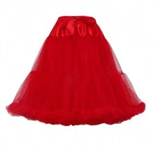 55cm Length White Black Red Petticoat For Cosplay Wedding Prom Tulle Petticoat Crinoline Underskirt Rockabilly Swing Tutu Skirt