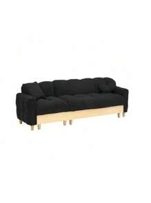 Black  Technology Cloth Three-Seat Sofa Lift Sofa Bed With Locker Sofa Sofa Bed Small Sofa Small Family Sofa Bed,CozyNest9