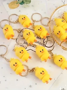 10 piezas Llavero de pato amarillo de dibujos animados, adecuado para llaveros DIY y decoración de bolsos, accesorios de coche, encantos de bolso, mochila para la escuela, gótico lindo Y2k - Amarillo - Ver 11