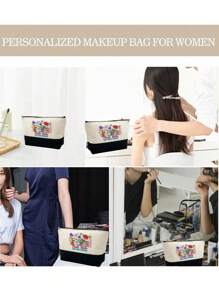 黑白帆布、带化妆包的手提包、教师花朵和蜜蜂图案、可重复使用的杂货店购物手提包和化妆包、带肩带的手提包和化妆包、带侧袋的个性化礼品袋、最佳教师圣诞节、感恩节礼物、最佳教师圣诞节礼物 - 黑與白 - 查看 6