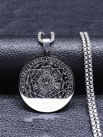 Seven Archangel Amulet Stainless Steel Gold/Silver/Black Necklace Men's Female Solomon Amulet Christian Protection Jewelry
